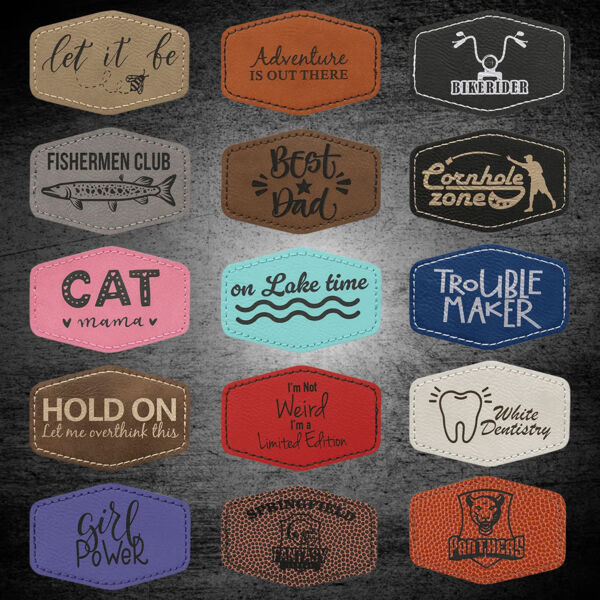 Blank Hex Laserable Leatherette Patch with Kota Pro Adhesive Thumbnail