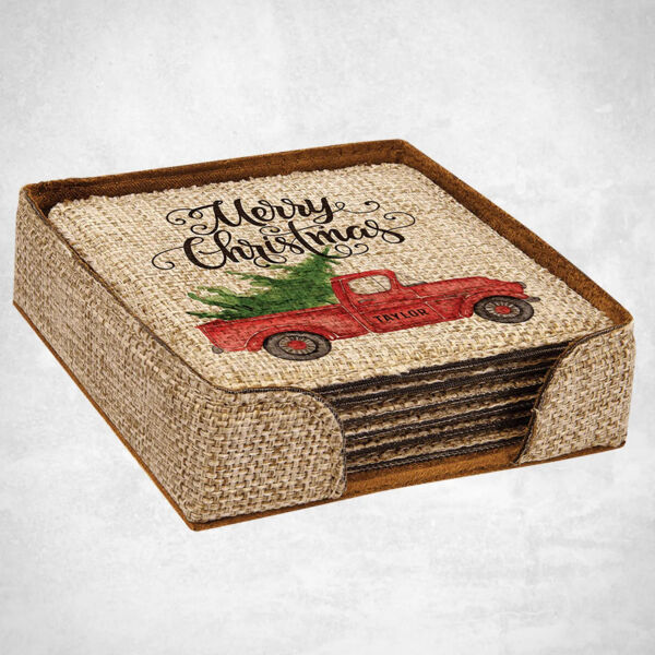 Blank Sublimatable Burlap Coasters Set of 6 Thumbnail