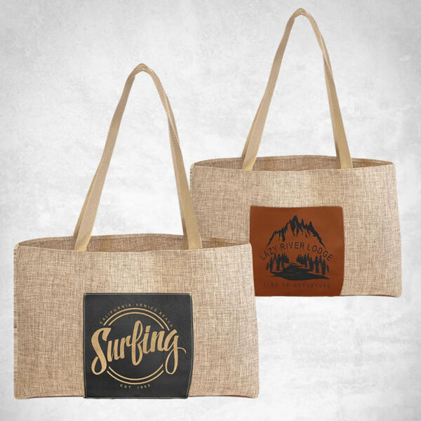 Blank Burlap Bag with Leatherette Gusset Thumbnail