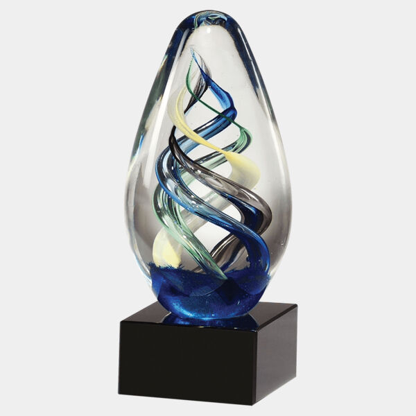 7 1/8" Egg Shaped Colored Art Glass on Glass Base-No Plate Thumbnail