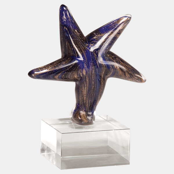6 7/8" Star Art Glass w/ Metallic Highlights on Glass Base - No Plate Thumbnail