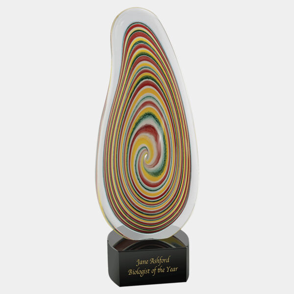 12 1/4" Multi-Color Flat Swirl Art Glass Thumbnail