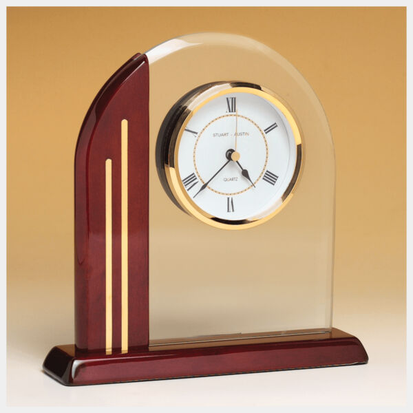 7 1/2" x 7 7/8" Arch Clock with Glass Upright and Piano Finish Post and Base-Plate Not Included Thumbnail