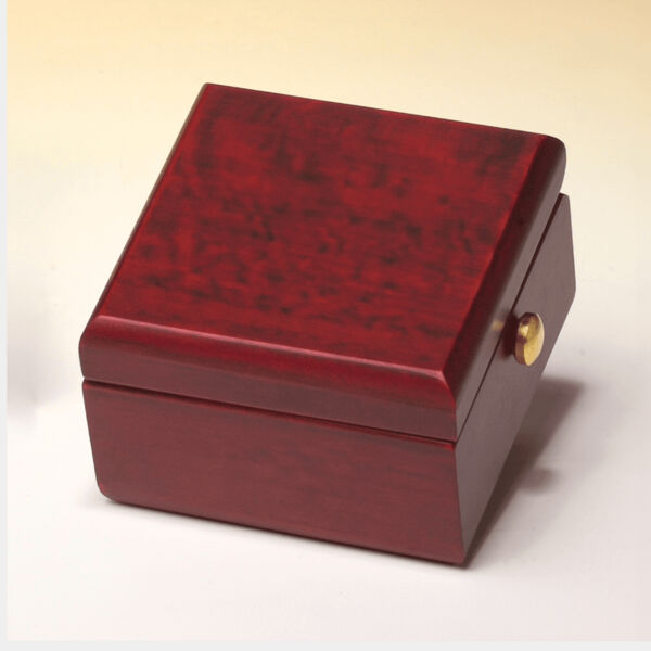 3 1/2" x 3 1/2" Hand Rubbed Finish Box Clock, Metal Goldtone Knobs and Velour Lined Lid-Plate Not Included Thumbnail