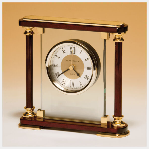 7" x 7" Glass and Piano Finish Clock with Metal Accents-Plate Not Included Thumbnail