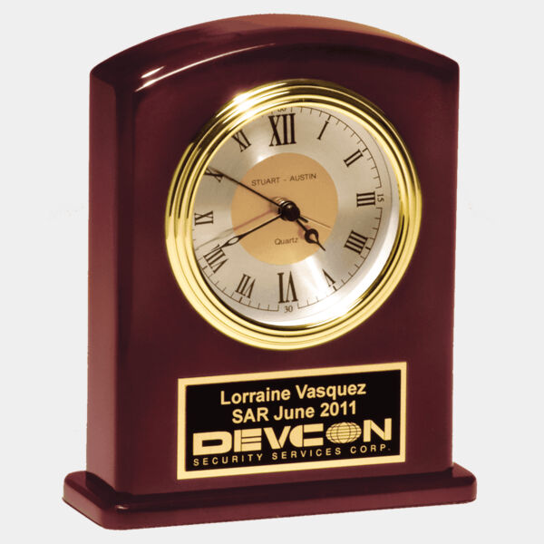 5 1/4" x 6 3/4" High Gloss Finish Clock, Diamond Spun Dial, 3 HandMovement with Plate Thumbnail