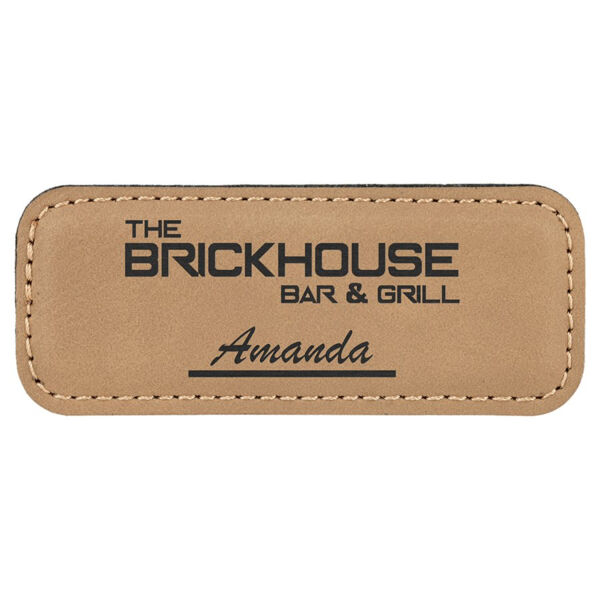 3 1/4" x 1 1/4" Laserable Leatherette Badge Blank with Magnet Thumbnail