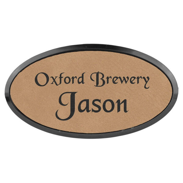 3" x 1 1/2" Laserable Leatherette Oval Badge & Frame Thumbnail