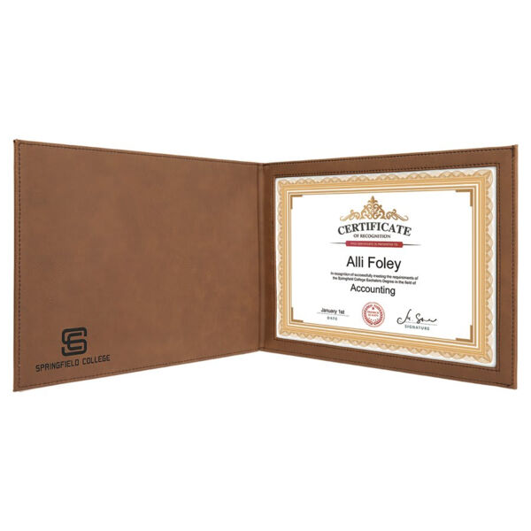9" x 12" Laserable Leatherette Certificate Holder for 8 1/2" x 11" Thumbnail