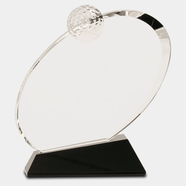 6" Crystal Oblong Golf Award on Crystal Base Thumbnail