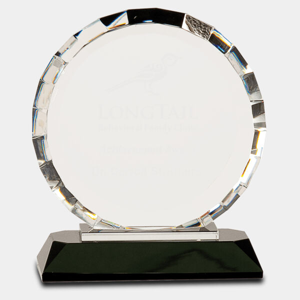 6" Crystal Round with Rectangle Facets on Crystal Base Thumbnail