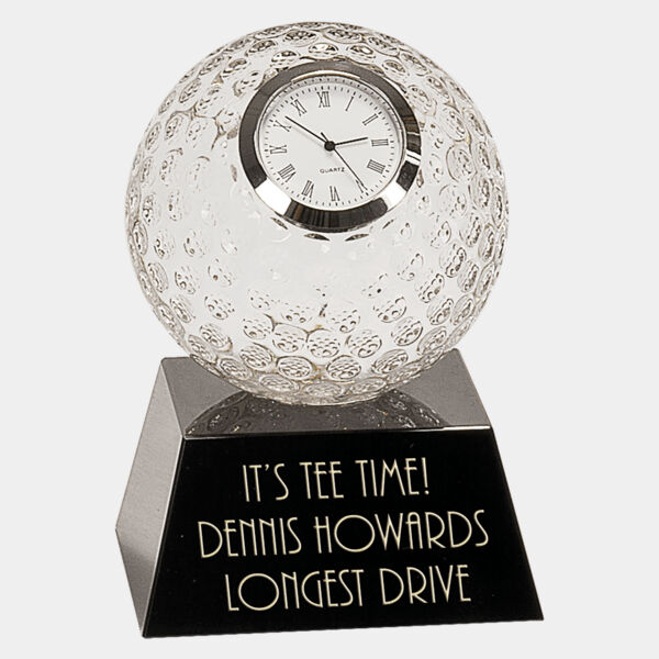 5" Crystal Golf Ball Clock with Pedestal Base Thumbnail