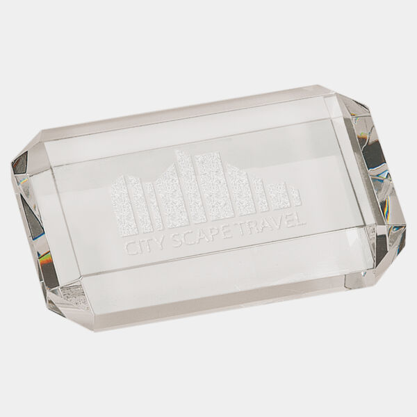4" x 2 3/4" Crystal Rectangle Paperweight with Clipped Corners Thumbnail