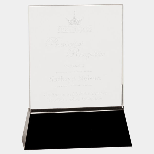 8" Crystal Rectangle Wedge on Base Thumbnail