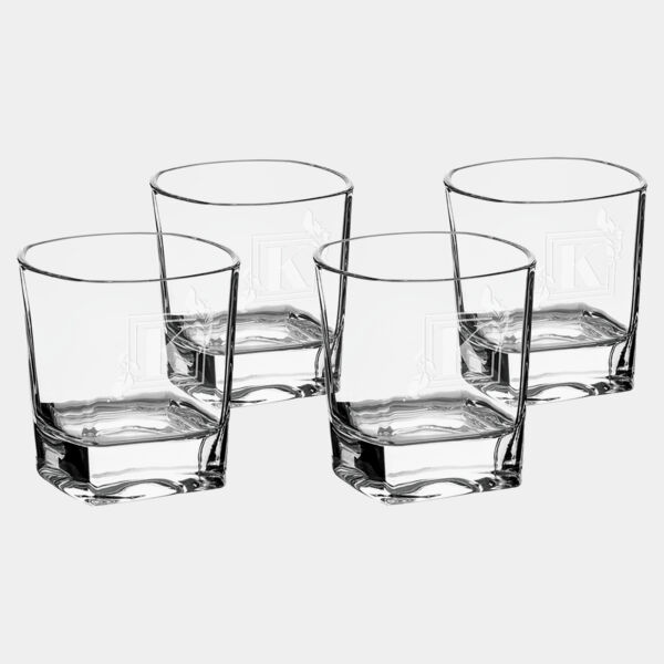 Four Polar Camel 8 oz. Rectangle Rocks Glasses in Gift Box with Printed Paper Sleeve Thumbnail