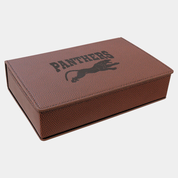 6 oz. Football Laserable Leatherette Flask Gift Set Thumbnail