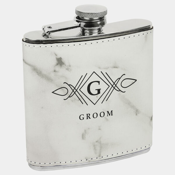 6 oz. Marble Laserable Leatherette Flask Thumbnail