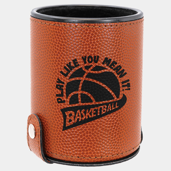 Basketball Laserable Leatherette Dice Cup with 5 Dice Thumbnail