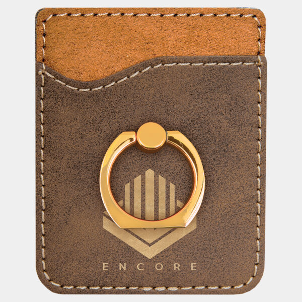 Rustic/ Laserable Leatherette Phone Wallet with Ring Thumbnail
