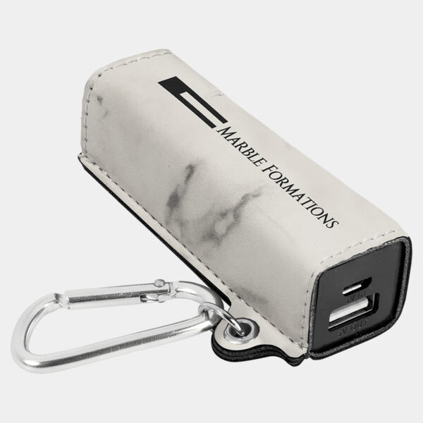 Marble Laserable Leatherette 2200 mAh Power Bank with USB Cord Thumbnail