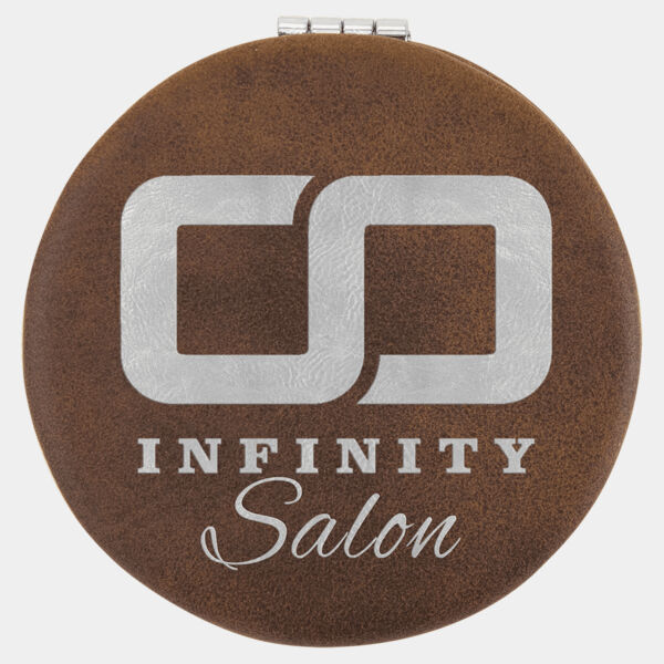 2 1/2" Rustic/ Laserable Leatherette Compact Mirror Thumbnail