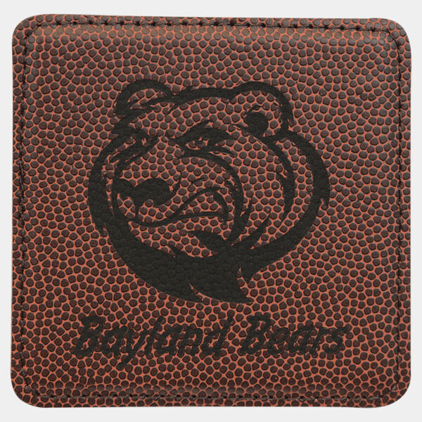 4" x 4" Square Football Laserable Leatherette Coaster Thumbnail