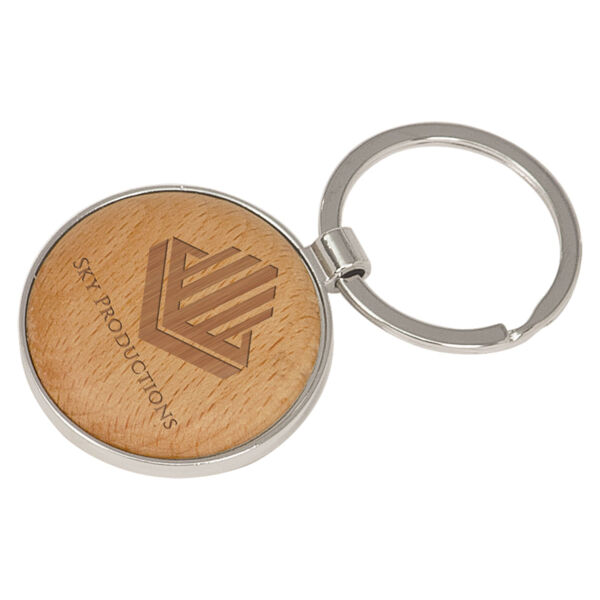 1 5/8" /Wood Laserable Round Keychain Thumbnail