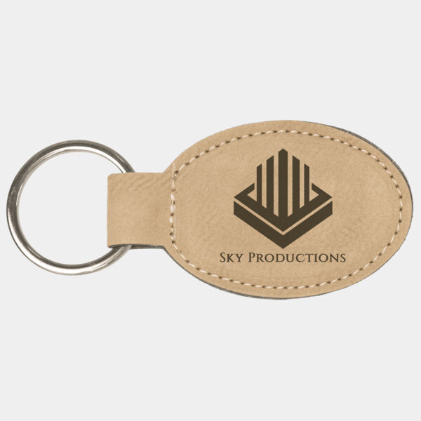3" x 1 3/4" Laserable Leatherette Oval Keychain Thumbnail