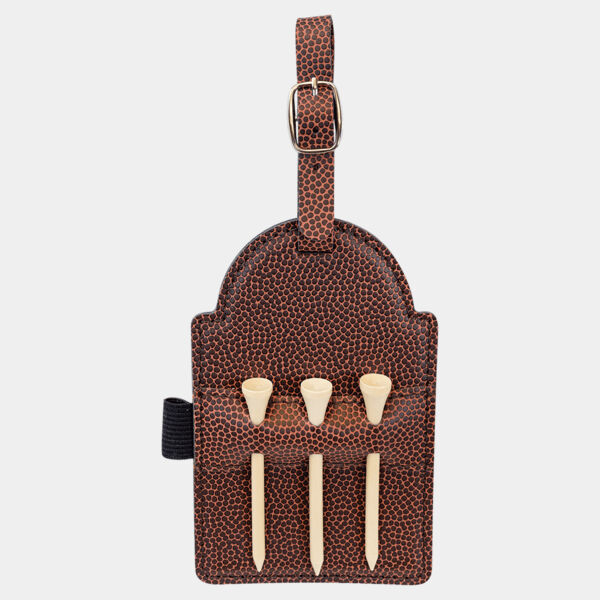 5" x 3 1/4" Football Laserable Leatherette Golf Bag Tag with 3 Wooden Tees Thumbnail