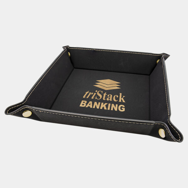 6" x 6" Laserable Leatherette Snap Up Tray with Snaps Thumbnail