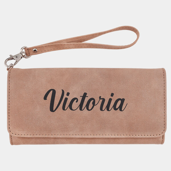 Wallet with Strap - Laserable Leatherette, Creekside Collection, 7 1/2" x 4", Blush Thumbnail