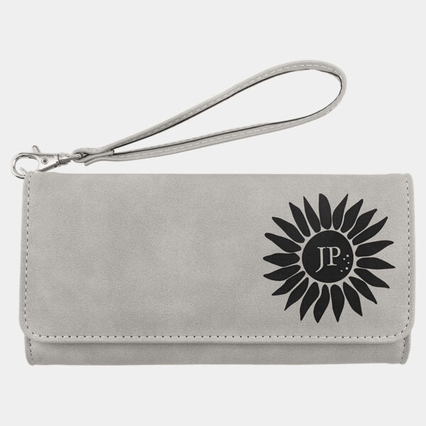 Wallet with Strap - Laserable Leatherette, Creekside Collection, 7 1/2" x 4", Light Thumbnail