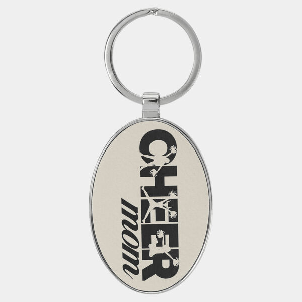 3" x 1 3/4" Laserable Leatherette/Metal / Oval Keychain Thumbnail