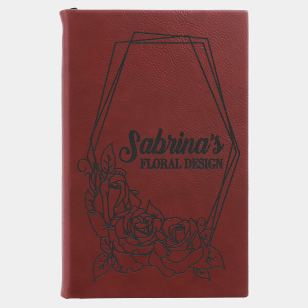 5 1/4" x 8 1/4" Rose Laserable Leatherette Sketch Book with Unlined Notepad Thumbnail