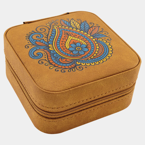 Travel Jewelry Box - Laserable Leatherette, Creekside Collection, 4" x 4" Thumbnail