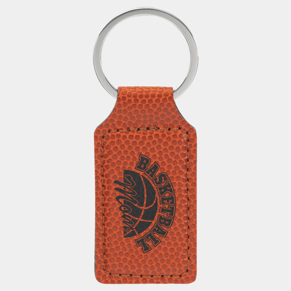 2 3/4" x 1 1/4" Basketball Laserable Leatherette Rectangle Keychain Thumbnail