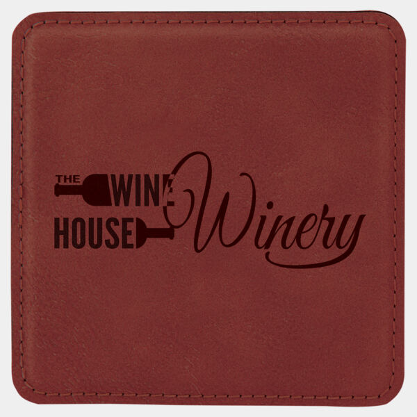4" x 4" Square Rose Laserable Leatherette Coaster Thumbnail