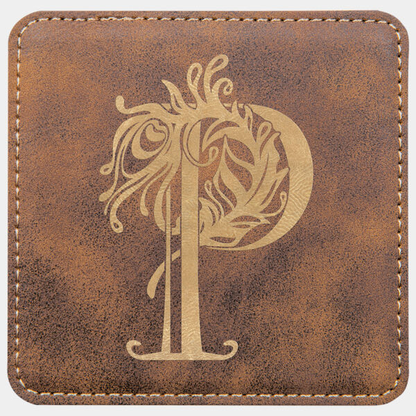 4" x 4" Square Rustic/ Laserable Leatherette Coaster Thumbnail