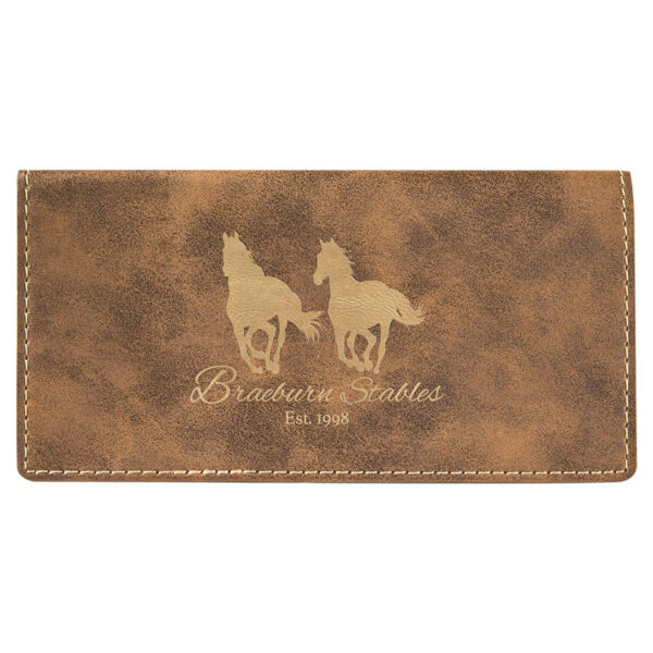 6 3/4" x 3 1/2" Rustic/ Laserable Leatherette Checkbook Cover Thumbnail