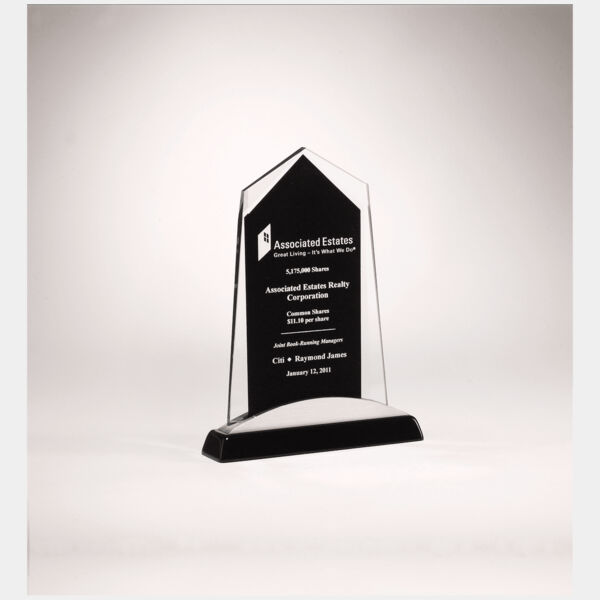 6 5/8" x 8 7/8" Apex Series Glass Award, Piano Finish Base with Aluminum Accent Thumbnail