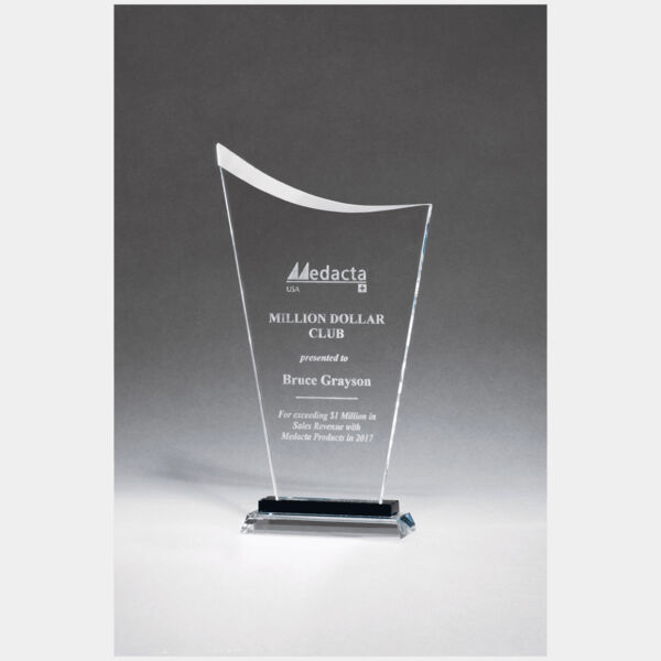 5" x 8 1/2" Contemporary Glass Award with Pedestal Base Thumbnail