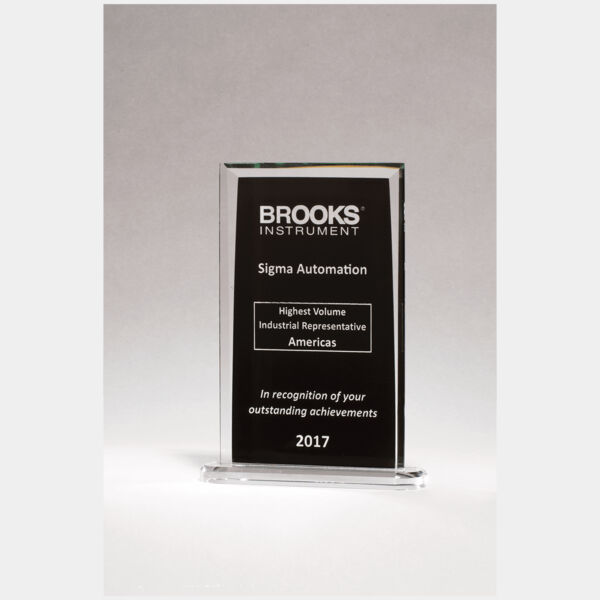 6 3/4 x 10 1/4" Rectangular Glass Award with Silkscreened Center Thumbnail