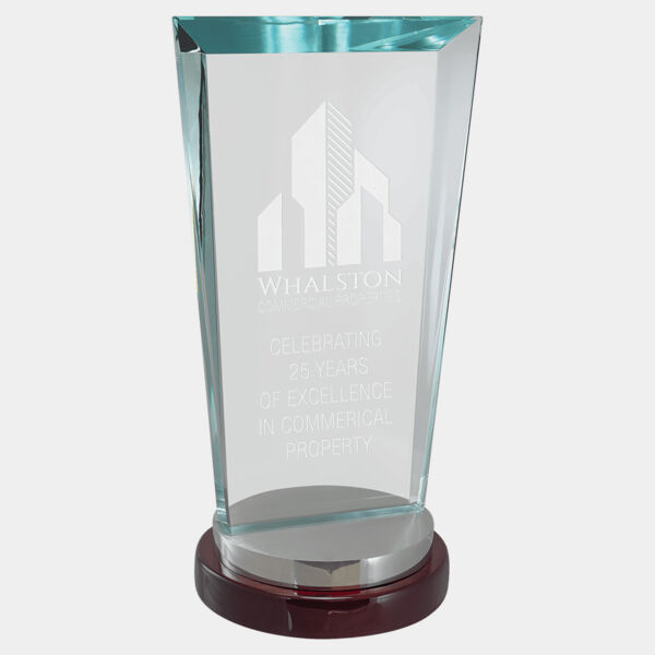 4 1/4" x 9" Premium Series Glass Award with and Aluminum Base Thumbnail