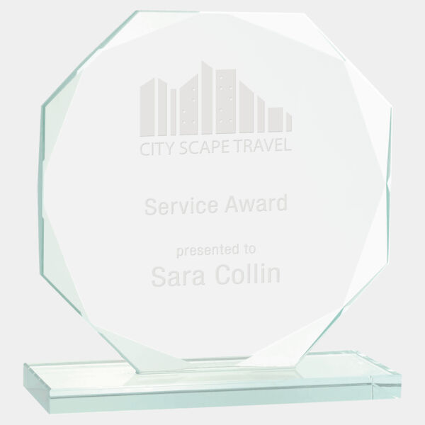 7 1/2" Octagon Jade Glass Award Thumbnail