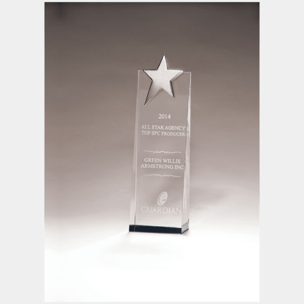 2 3/4" x 9" Crystal Trophy with Star, Prism-3ffect Thumbnail
