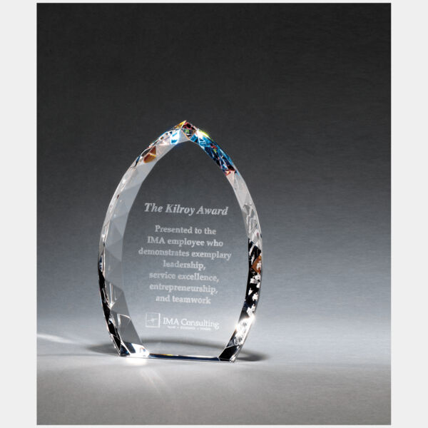 4" x 6" x 1" (Tapered) Crystal Flame with Jeweled Edge and Prism-Effect Thumbnail