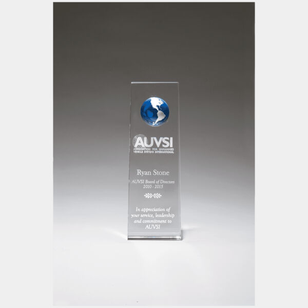 2 3/4" x 8" Crystal Trophy with Globe Thumbnail