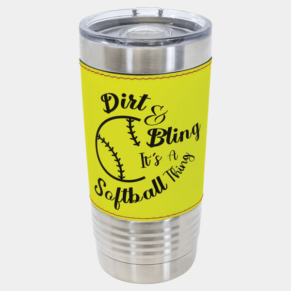 Polar Camel 20 oz. Softball Leather Tumbler with Slider Lid Thumbnail