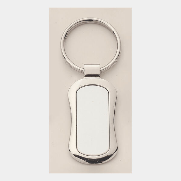 1" x 3 1/4" Polished Key Ring with Matte Laserable Anodized Aluminum Insert Thumbnail
