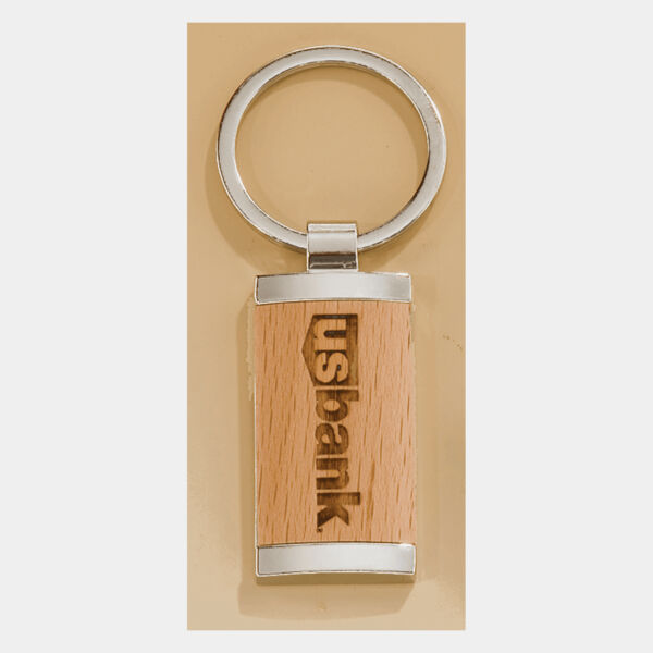 7/8" x 1 1/4" Rectangle Key Ring with Maplewood Insert Thumbnail